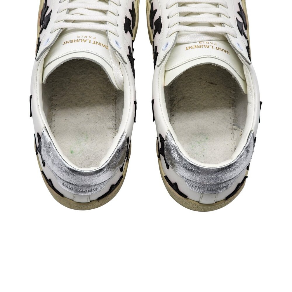 Saint Laurent Paris Court Stars Leather Sneakers White EU 41 US 8 - New $750 - Picture 8 of 9